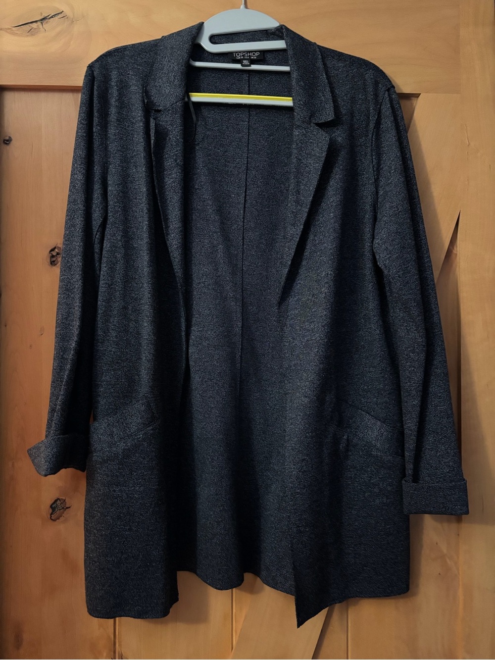 Topshop Dark Charcoal Textured Knit Blazer